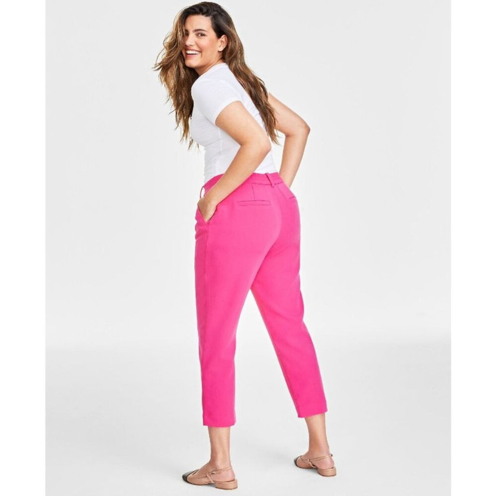 On 34th Plus Size Hot Pink Solid Double Weave Ankle Dress Pants NWT - Picture 3 of 9
